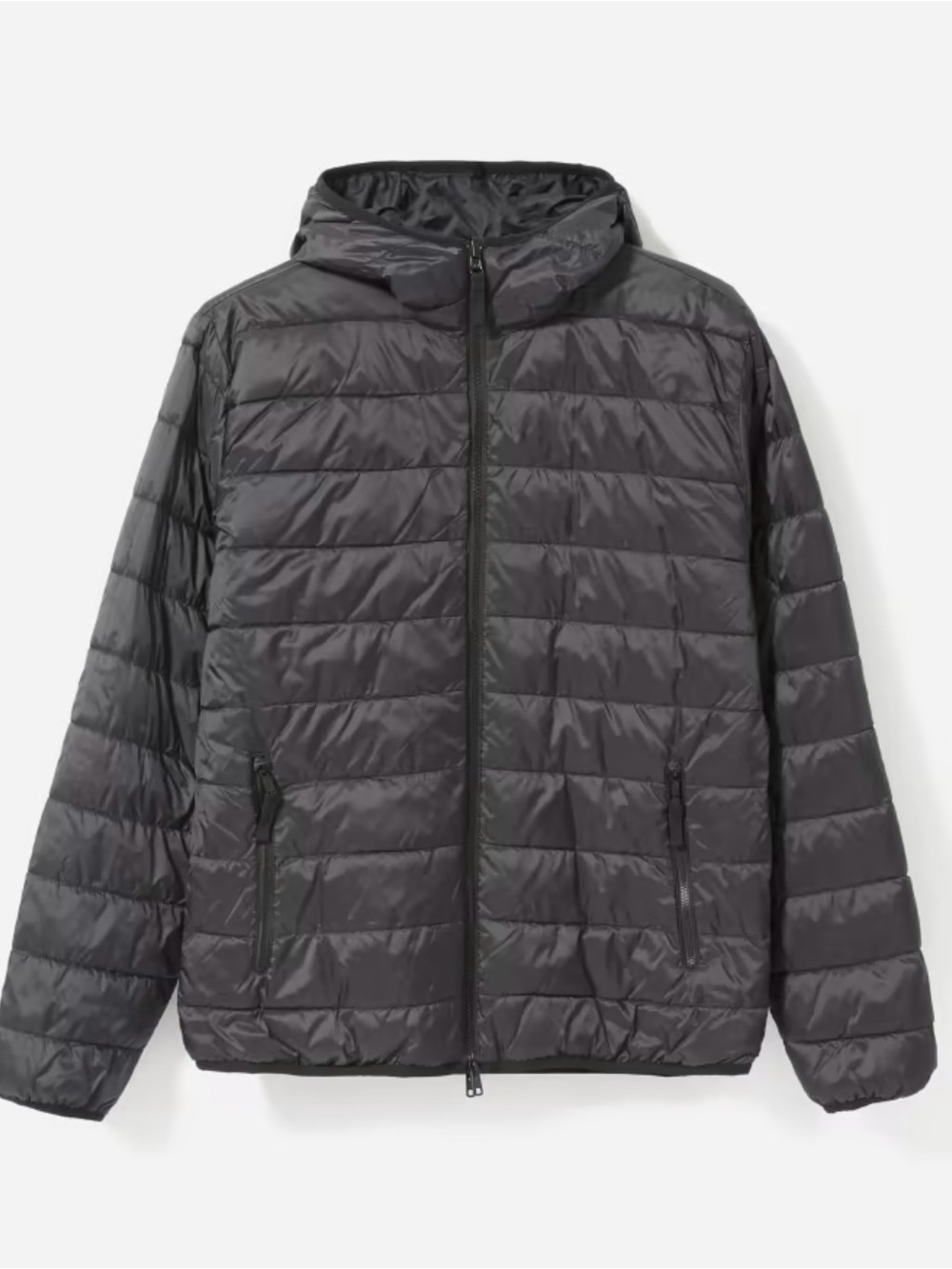 Everlane Men’s ReNew Lightweight Hooded Puffer, Black, XL